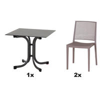 GARTENGARNITUR 3-teilig  - Taupe/Anthrazit, Basics, Holzwerkstoff/Kunststoff (80/80/80cm) - Siena Garden