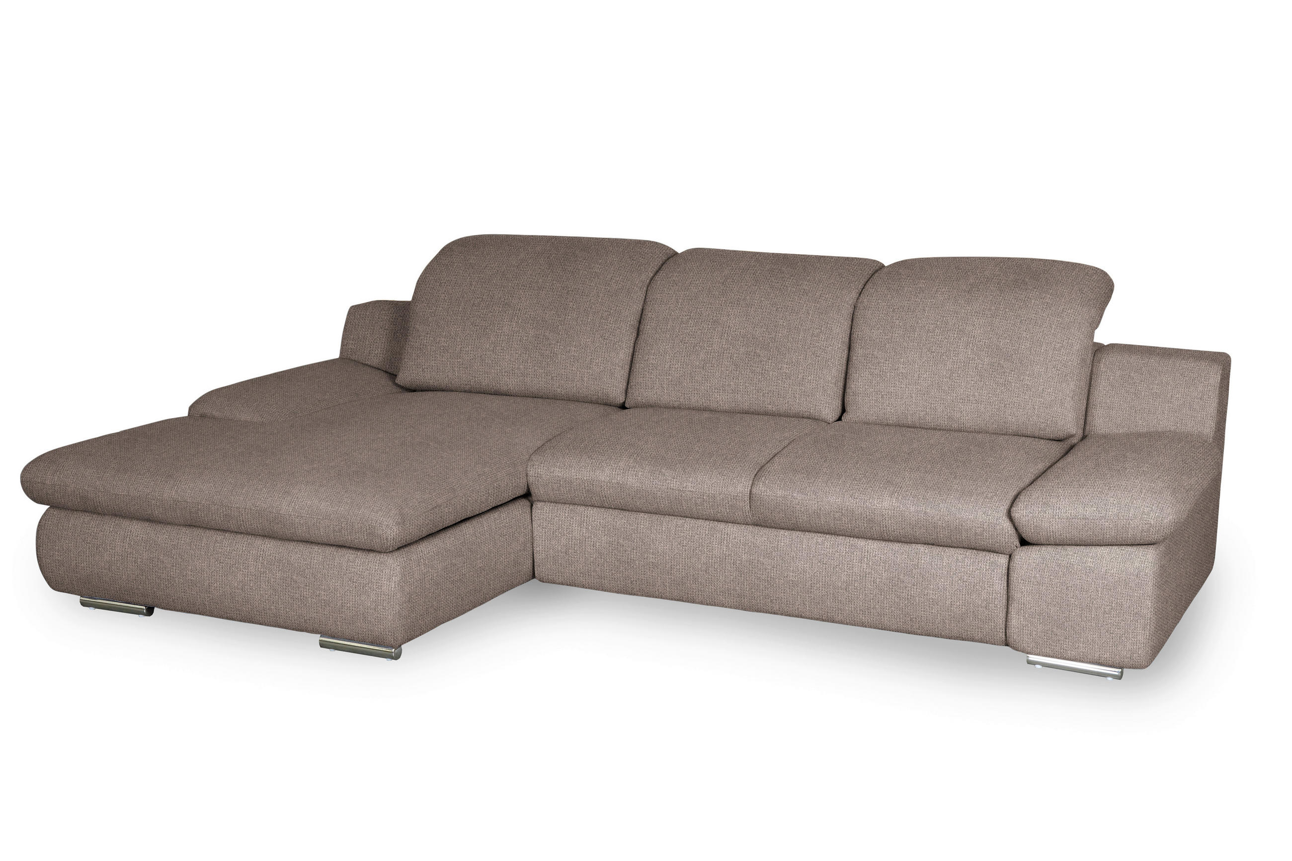 ECKSOFA Taupe Chenille  - Taupe/Chromfarben, Design, Textil/Metall (165/286cm) - Livetastic