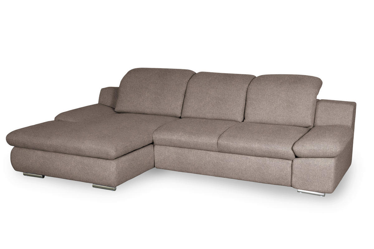 ECKSOFA Taupe Chenille  - Taupe/Chromfarben, Design, Textil/Metall (165/286cm) - Livetastic