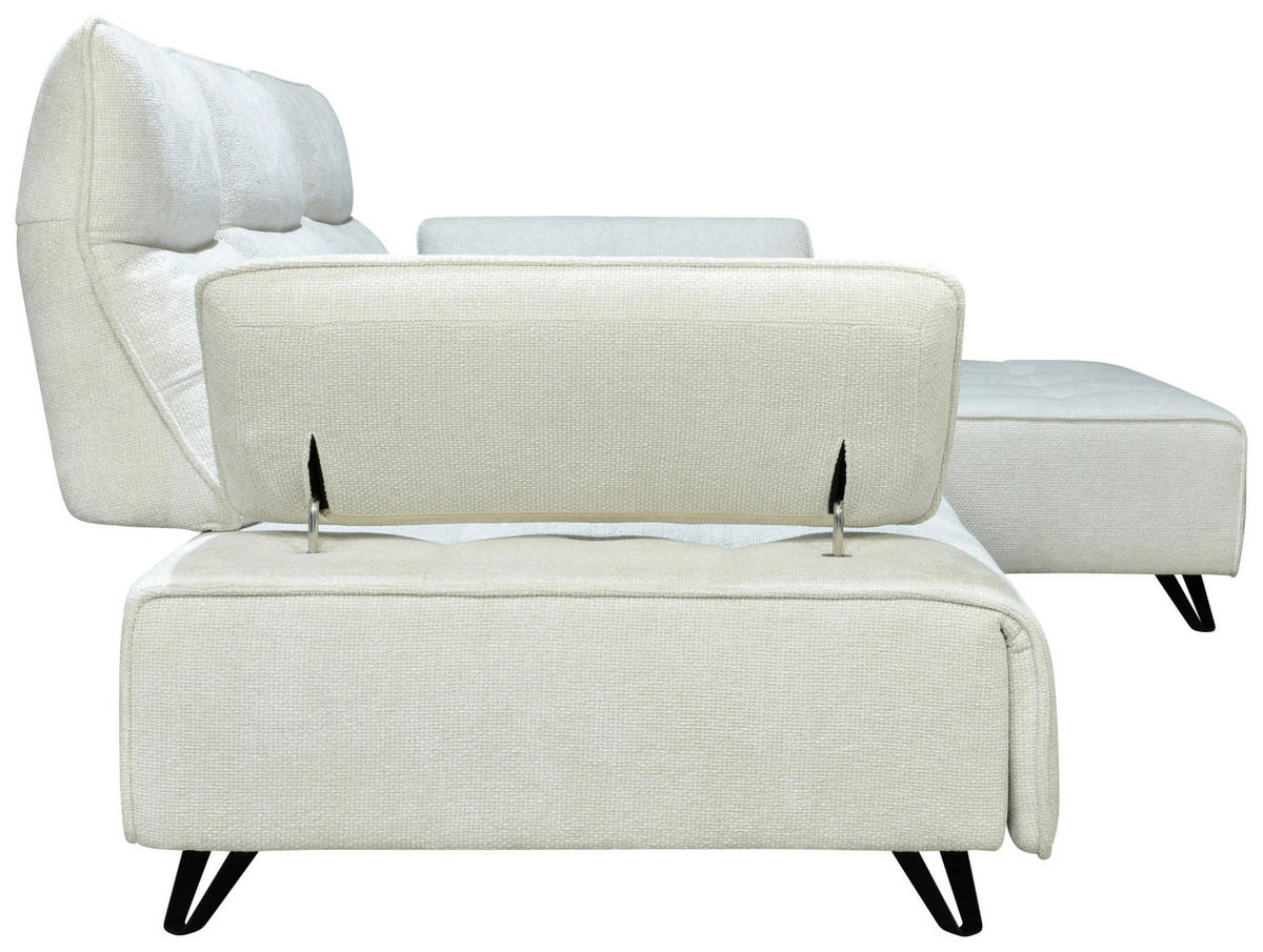 ECKSOFA Creme Chenille  - Creme/Schwarz, Design, Kunststoff/Textil (314/162cm) - Livetastic