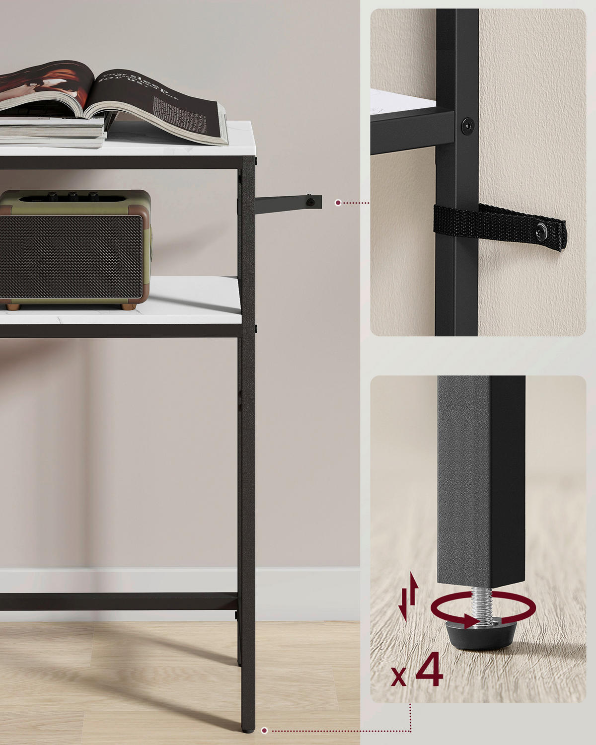 KONSOLENTISCH Weiß  - Schwarz/Weiß, Trend, Holzwerkstoff/Metall (80/20/80cm) - Boxxx