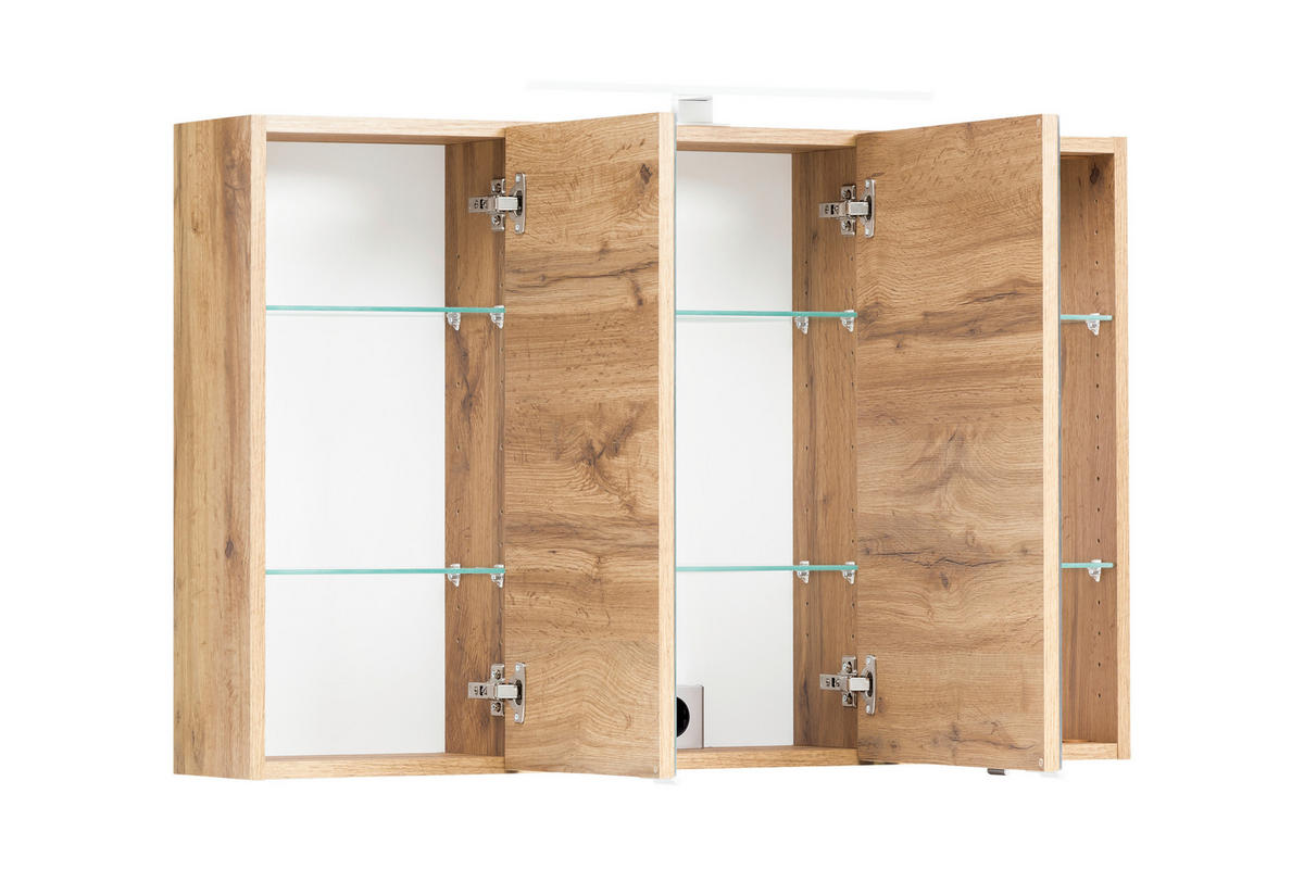 SPIEGELSCHRANK 100/64/20 cm  - Eiche Wotan/Alufarben, Natur, Glas/Holzwerkstoff (100/64/20cm) - Xora