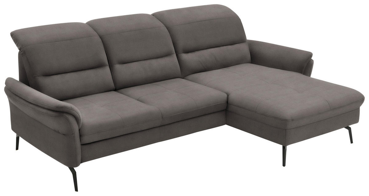 ECKSOFA in Flachgewebe Hellgrau  - Hellgrau/Schwarz, Konventionell, Textil/Metall (260/181cm) - Beldomo Speed