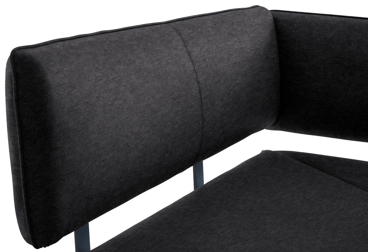 ECKBANK 165/205 cm  in Schwarz  - Schwarz, MODERN, Textil/Metall (165/205cm) - Cantus