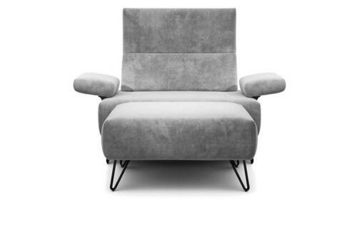 SESSELSET Samt Armteilverstellung    - Hellgrau/Schwarz, Design, Textil/Metall (114-142/85/86-94cm) - SENSOO