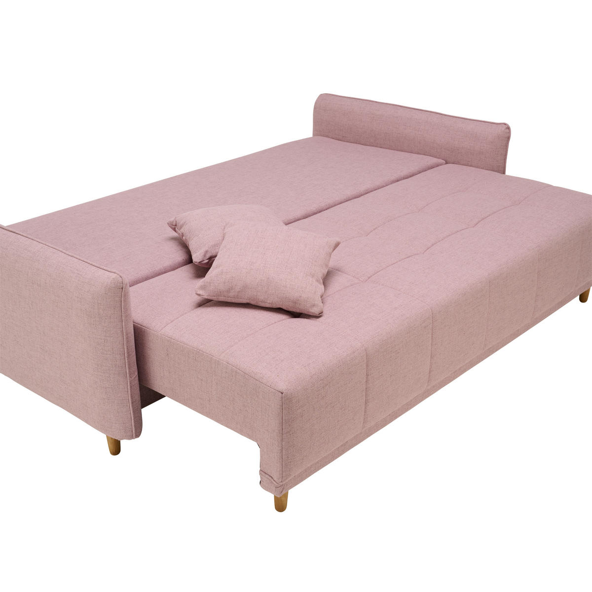 SCHLAFSOFA Webstoff Rosa  - Eichefarben/Rosa, Design, Holz/Textil (227/98/113cm) - Carryhome