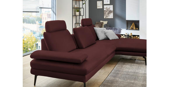 ECKSOFA in Echtleder Beere 310/180 cm - Beere/Schwarz, Design, Leder/Metall (310/180cm) - Dieter Knoll