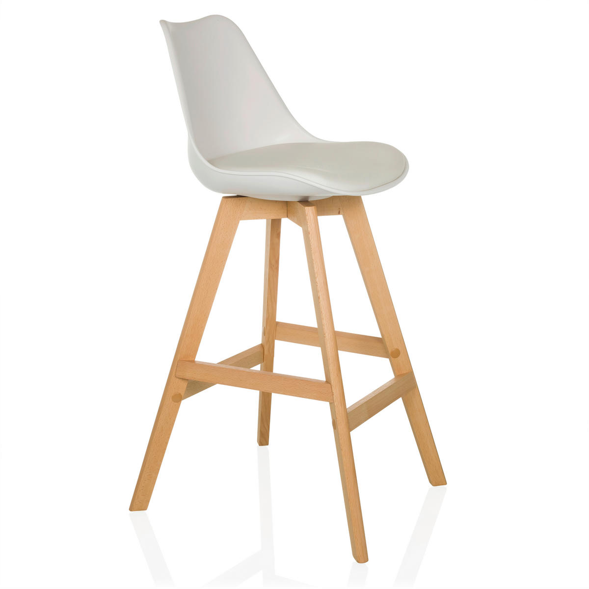 BARHOCKER-SET Weiß abwischbar  - Buchefarben/Weiß, MODERN, Holz/Kunststoff (51/99/51cm) - MID.YOU