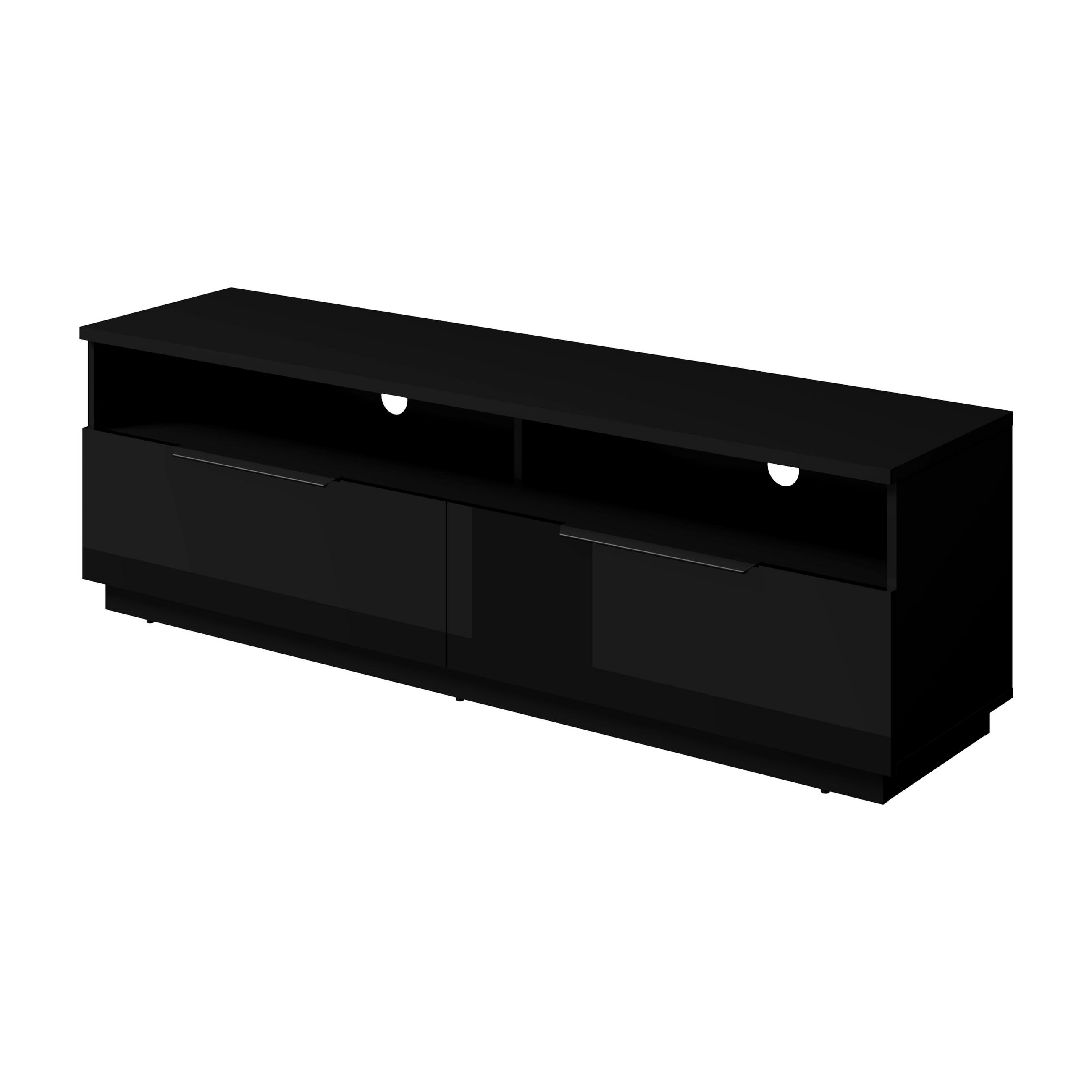 LOWBOARD Tuluza 159,9/50,6/40,5 cm 2 Schublade(n) stehend  - Schwarz Hochglanz/Schwarz, Design, Holzwerkstoff/Metall (159,9/50,6/40,5cm) - MID.YOU