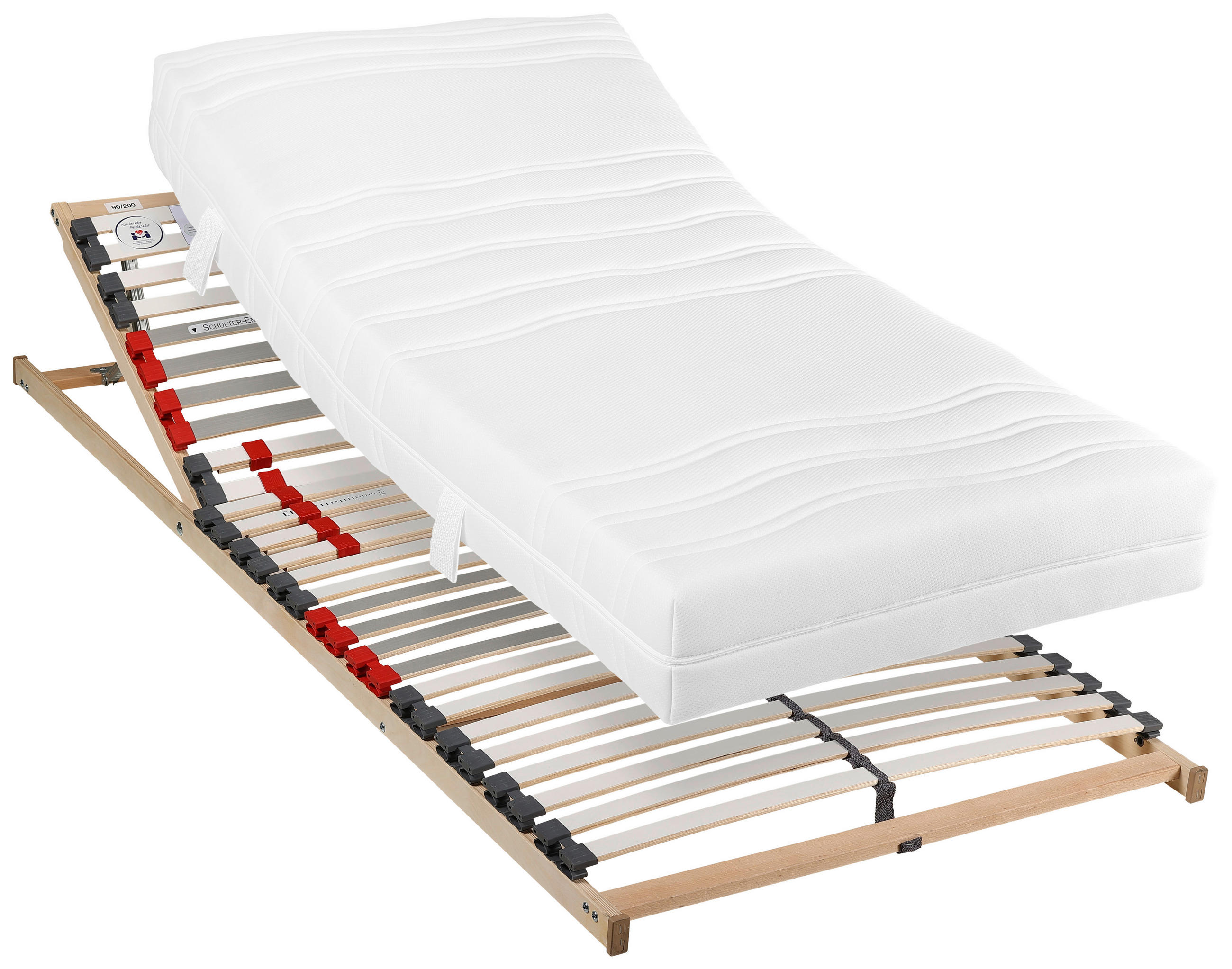 MATRATZENSET 90/190 cm  - Weiß/Grau, Basics, Holz/Kunststoff (90/190cm) - Visionight