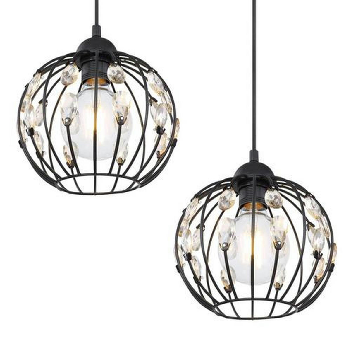 HÄNGELEUCHTE 80/20/120 cm   - Schwarz, Basics, Glas/Metall (80/20/120cm) - Globo