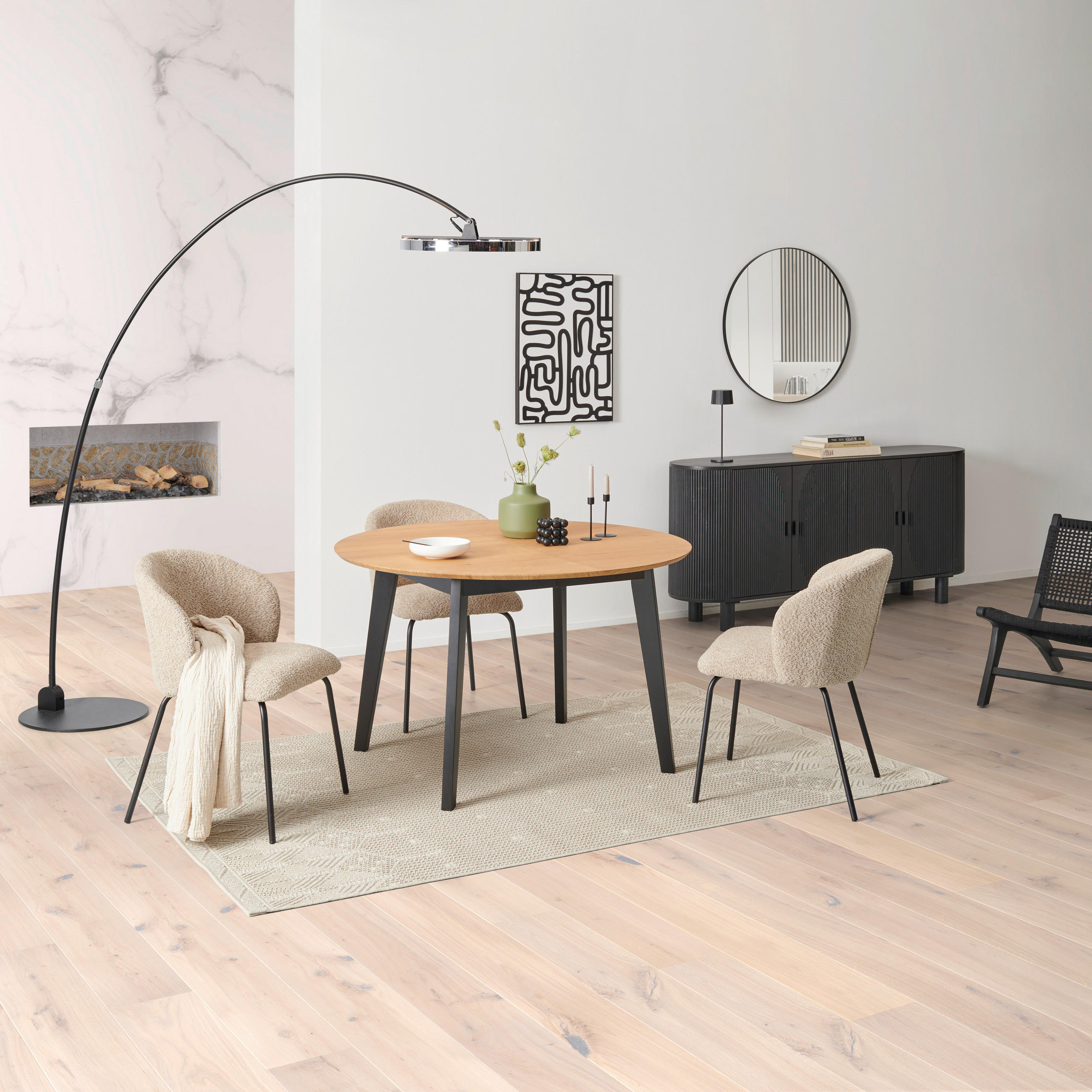 ESSTISCH in Holz, Holzwerkstoff  - Eichefarben/Schwarz, KONVENTIONELL, Holz/Holzwerkstoff (120-200/74/120cm) - MID.YOU