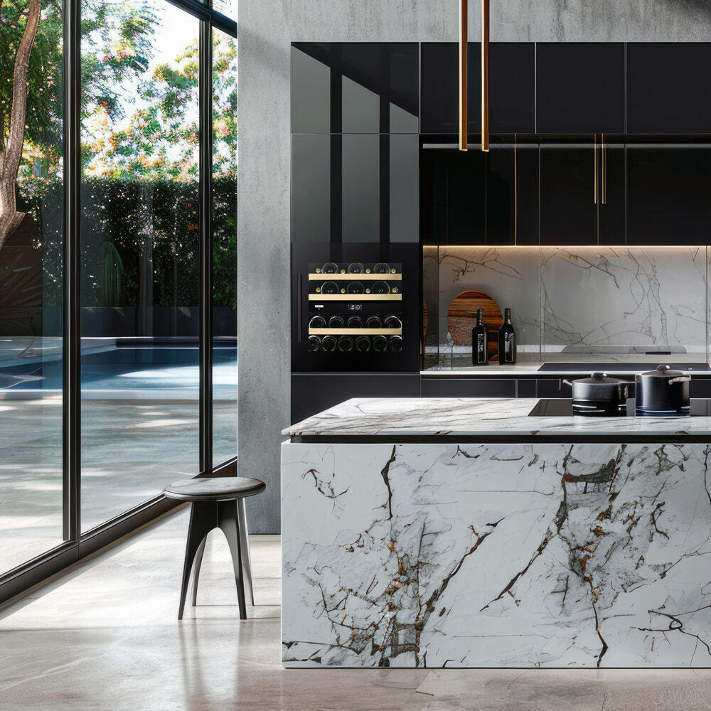 WEINKÜHLSCHRANK DVS-25.65DB  - Schwarz, Basics, Glas/Holz (59/59,6/57,1cm)