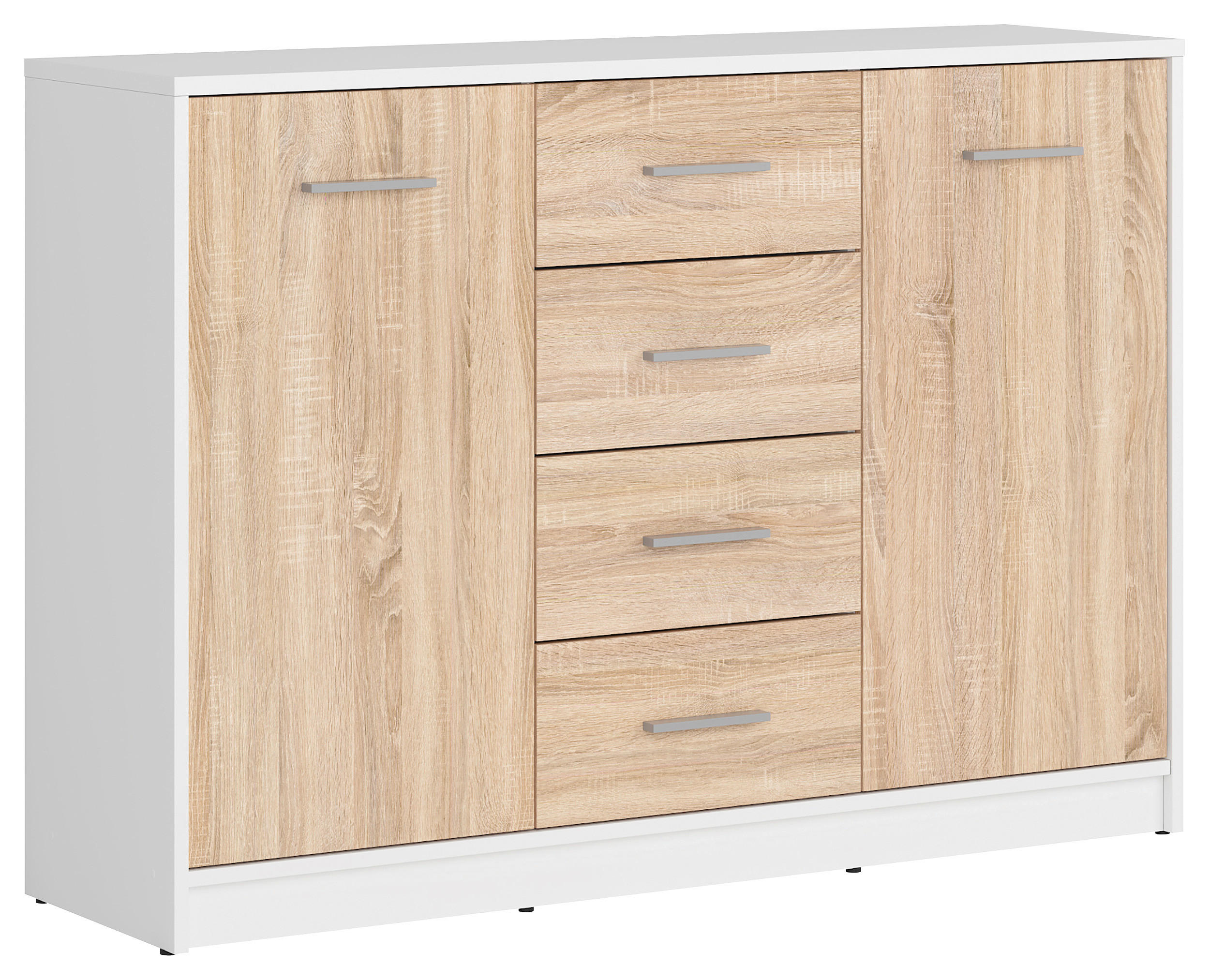 KOMMODE  in 118,5/84/34 cm  - Silberfarben/Schwarz, Design, Holzwerkstoff/Kunststoff (118,5/84/34cm)