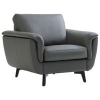 SESSEL in Echtleder Graphitfarben  - Schwarz/Graphitfarben, MODERN, Leder/Holz (92/84/95cm) - Erpo