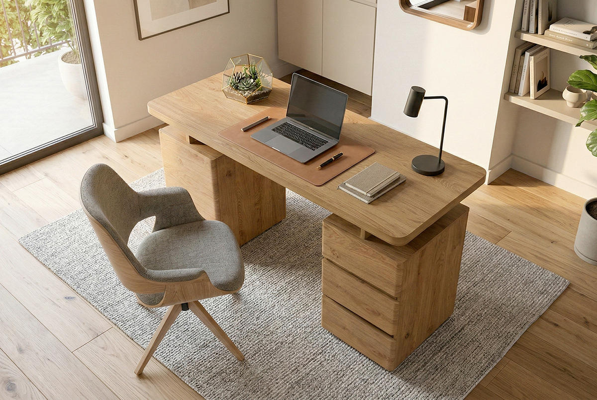 SCHREIBTISCH 150/55/75,5 cm Eichefarben Stauraum, seitenverkehrt montierbar, in verschiedenen Holz-Dekoren erhältlich  - Eichefarben, KONVENTIONELL, Holzwerkstoff (150/55/75,5cm) - MID.YOU