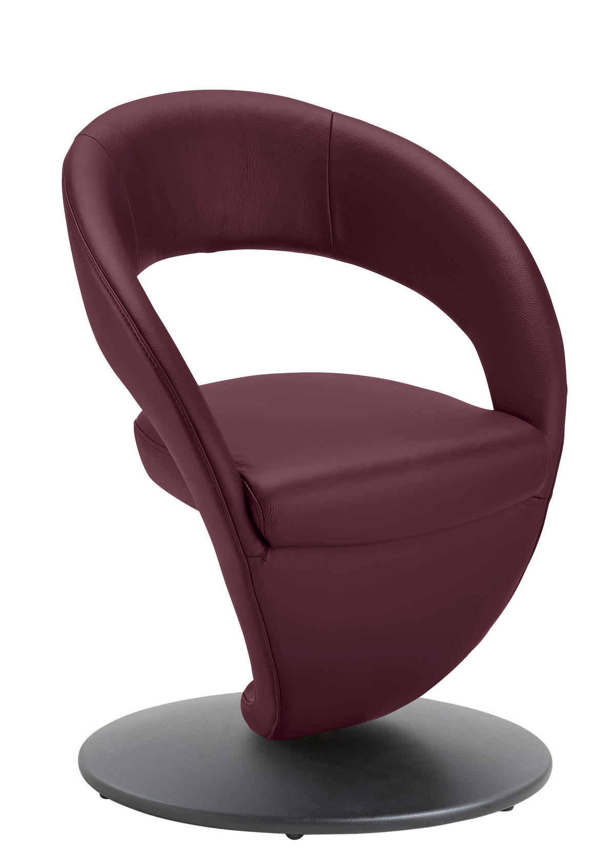 STUHL  Lederauswahl, Stoffauswahl, Sitzfläche 360° drehbar, Gestellauswahl Mikrofaser  - Bordeaux/Schwarz, Design, Textil/Metall (62/86/61cm) - Moderano