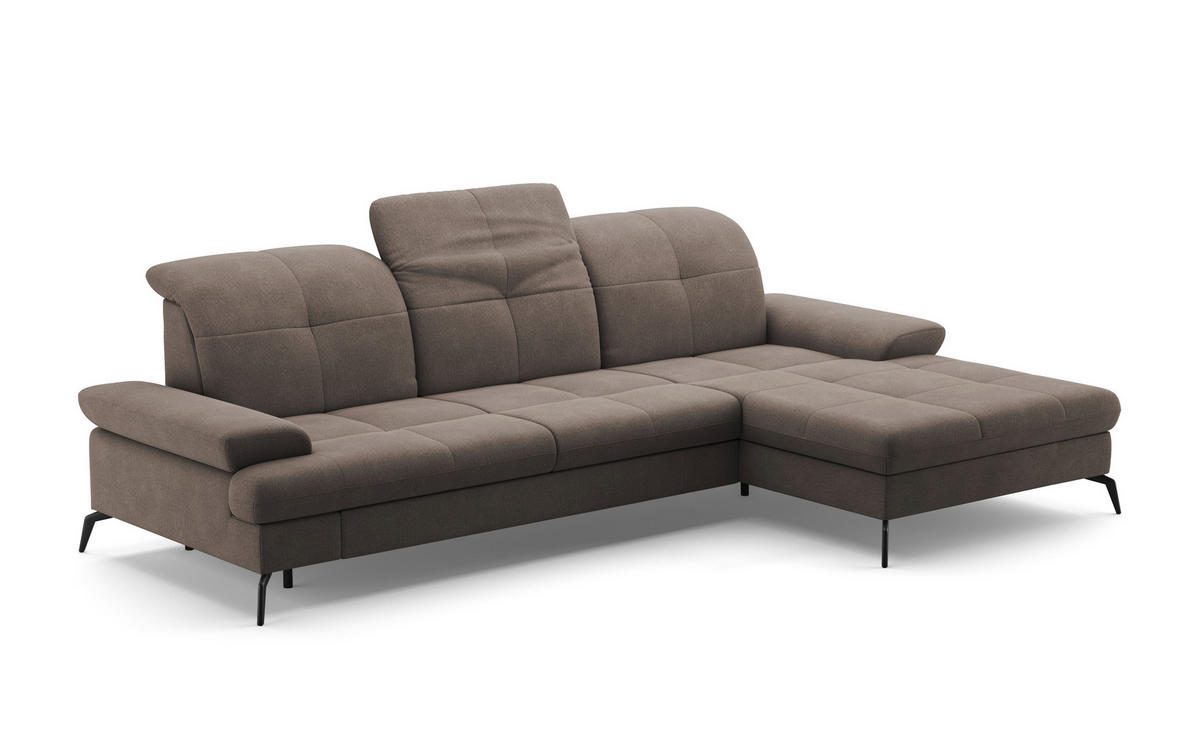 ECKSOFA in Flachgewebe Schlammfarben  - Schlammfarben/Schwarz, Konventionell, Textil/Metall (279/185cm) - Sit & More
