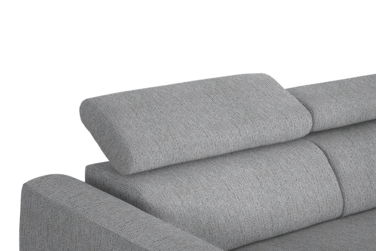 ECKSOFA in Webstoff Silberfarben  - Silberfarben/Schwarz, Design, Textil/Metall (280/205cm) - MID.YOU