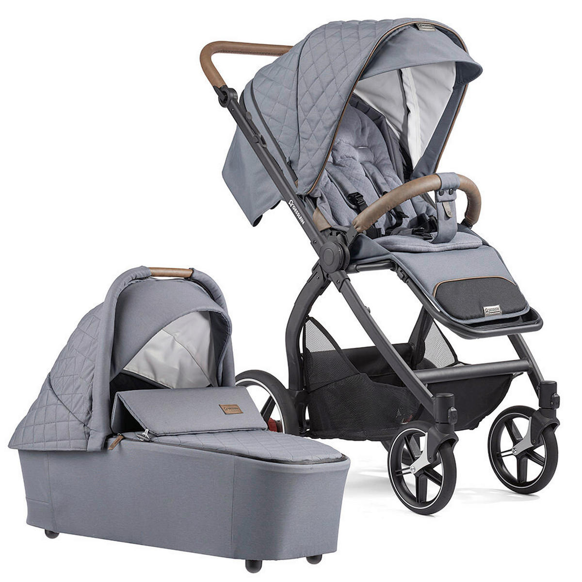 KINDERWAGENSET  FX4 Swing Set  Asphalt Grau  - Schwarz/Grau, Basics, Textil (100/55/130cm) - Gesslein