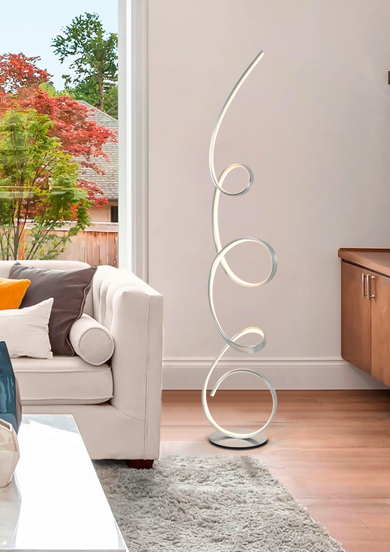 LAMPADAR CU LED - culoare aluminiu, Lifestyle, plastic/metal (24/30,3/156,7cm) - Novel
