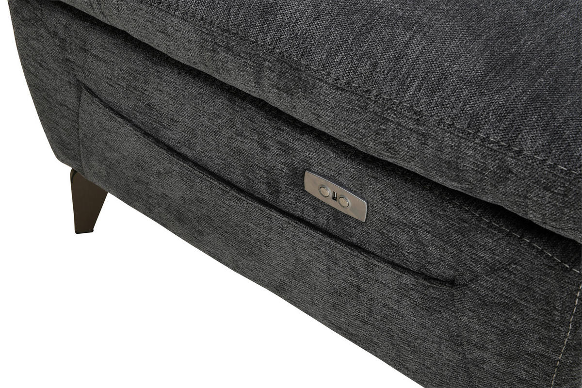 ECKSOFA Dunkelgrau Chenille  - Dunkelgrau/Silberfarben, Design, Textil/Metall (262/175cm) - Livetastic