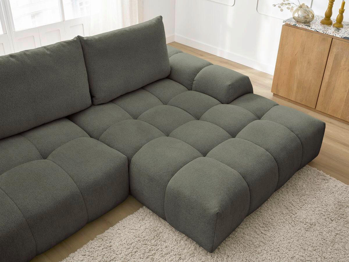 ECKSCHLAFSOFA EVEREST  mit Rücken echt, Armteil links, Armteil rechts Flachgewebe Grün  - Schwarz/Grün, MODERN, Kunststoff/Textil (318/180cm) - Livetastic