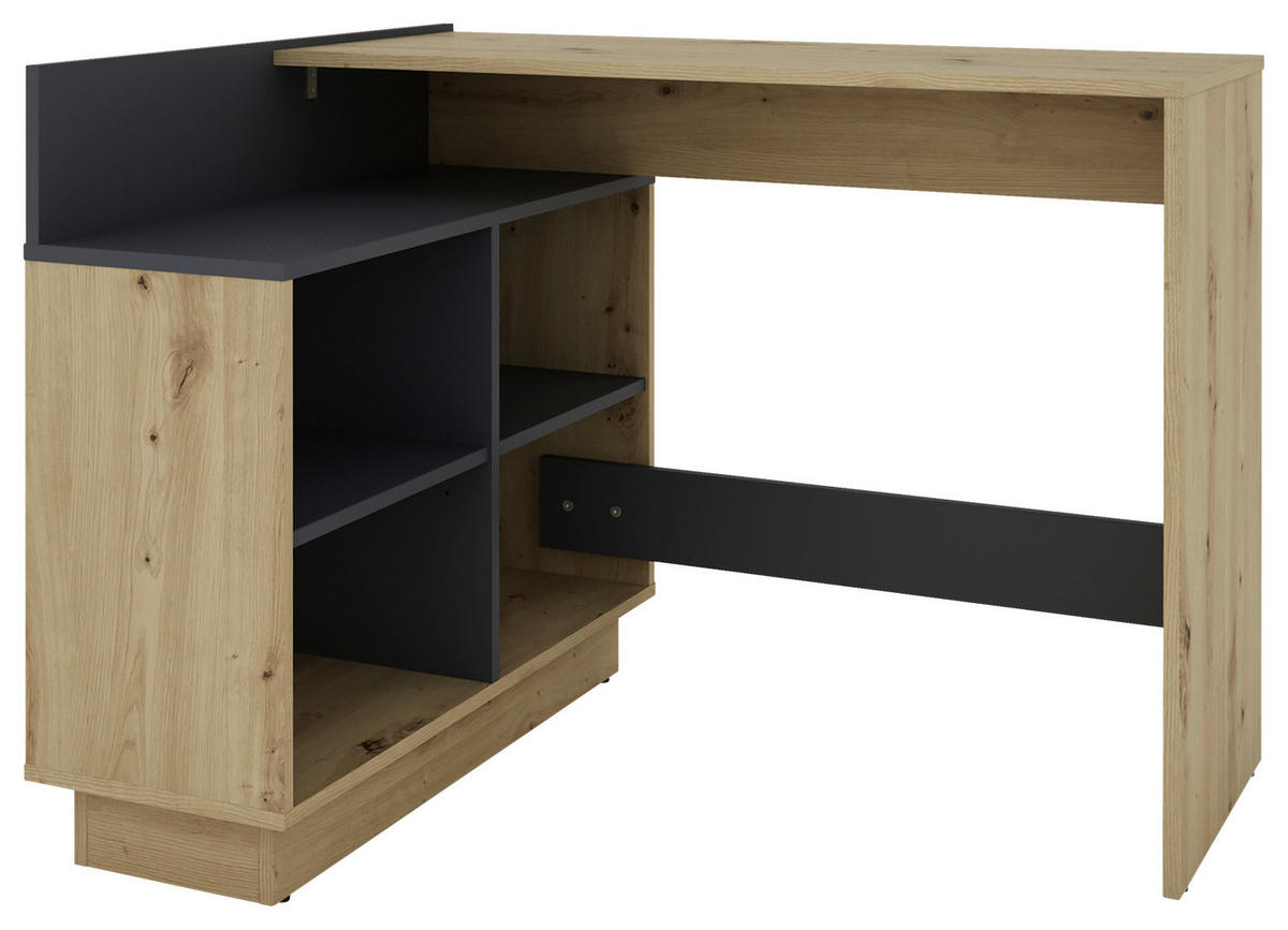 ECKSCHREIBTISCH 112/80/77,5 cm  in Graphitfarben, Eiche Artisan  - Graphitfarben/Eiche Artisan, MODERN, Holzwerkstoff (112/80/77,5cm) - MID.YOU