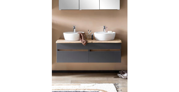 WASCHTISCHKOMBI 121 cm  - Graphitfarben/Weiß, Natur, Keramik/Holzwerkstoff (121cm) - Xora