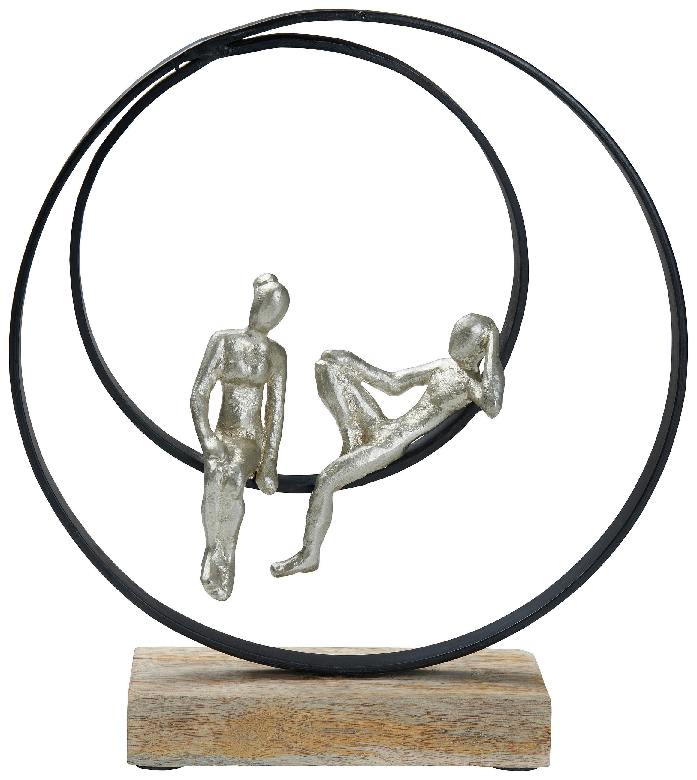 SKULPTURA - prirodna boja/srebrna, Dizajnerski, drvo/metal (31/34/9cm) - Ambia Home