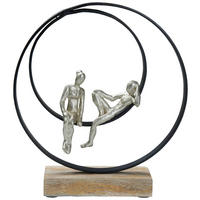 SKULPTURA - prirodna boja/srebrna, Dizajnerski, drvo/metal (31/34/9cm) - Ambia Home