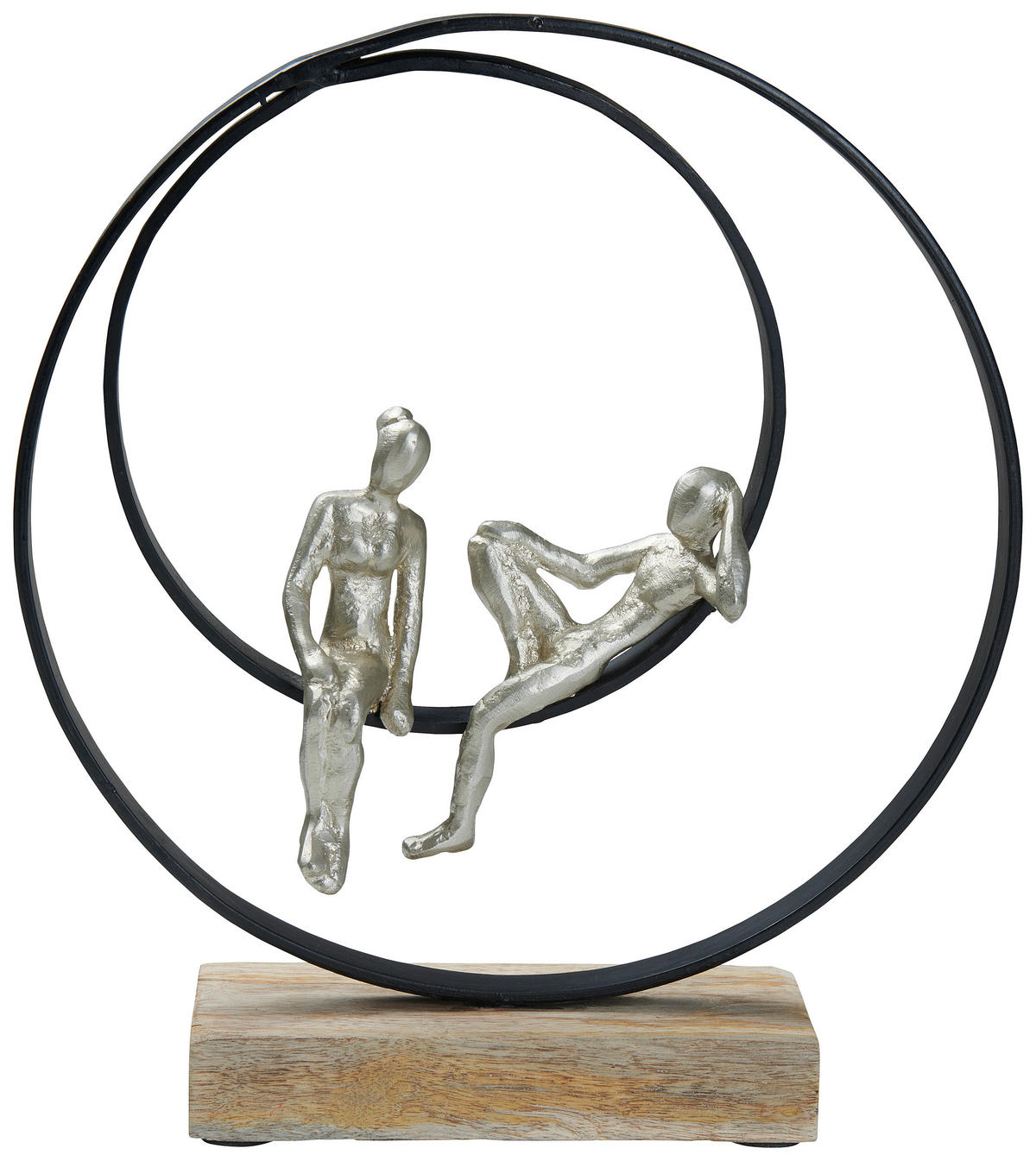 SKULPTURA - prirodna boja/srebrna, Dizajnerski, drvo/metal (31/34/9cm) - Ambia Home