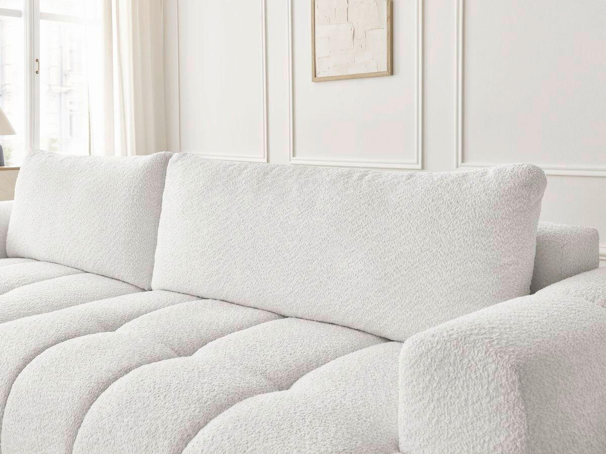 ECKSCHLAFSOFA FUJI Bouclé Weiß  inkl.  - Schwarz/Weiß, MODERN, Kunststoff/Textil (292/160cm)