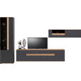 WOHNWAND  in Anthrazit, Eichefarben  370/214,6/48 cm  - Eichefarben/Anthrazit, Design, Glas/Holz (370/214,6/48cm) - Dieter Knoll