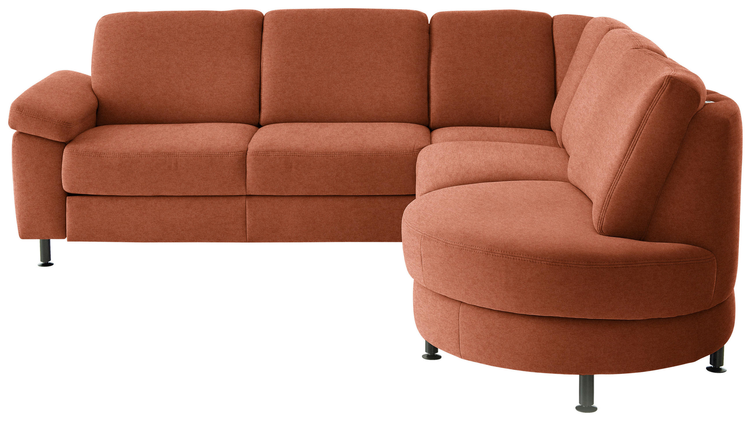 ECKSOFA Flachgewebe Rostfarben  - Rostfarben/Schwarz, Konventionell, Textil/Metall (248/252cm) - Beldomo Comfort