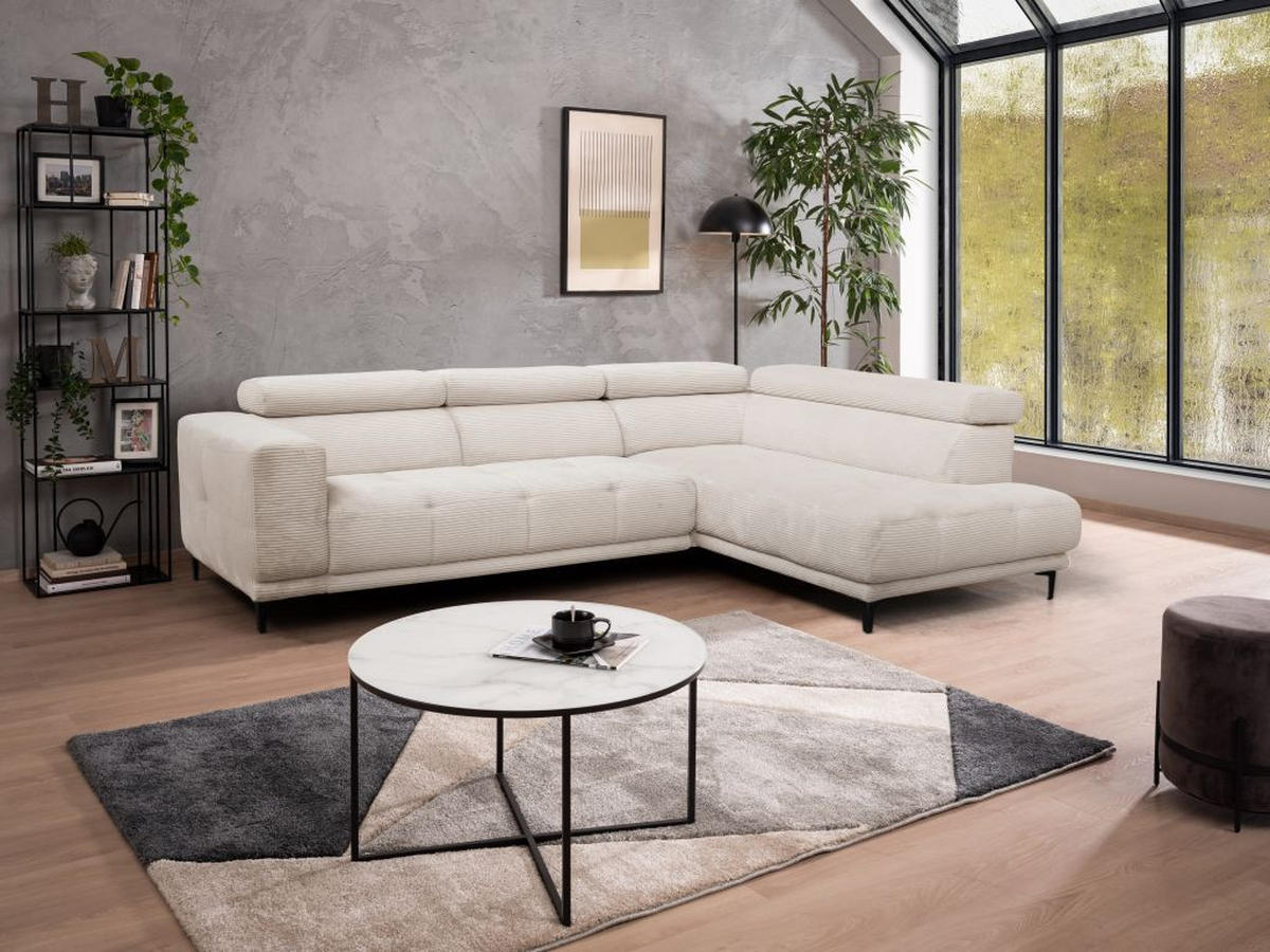 GARNITURA ZA SEDENJE bež  - bež/crna, Moderno, tekstil (210/304cm)