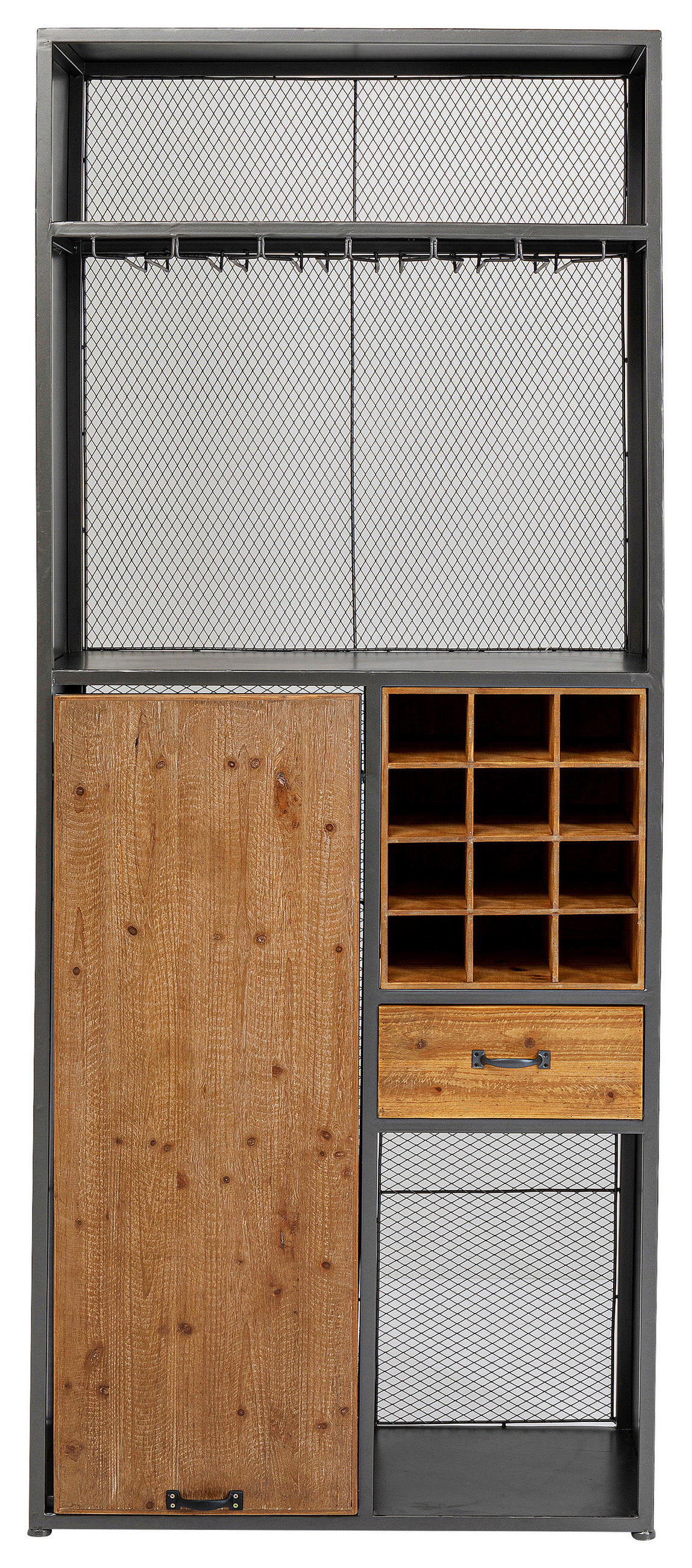 BARSCHRANK Tanne massiv Grau, Naturfarben  - Naturfarben/Grau, Design, Holz/Metall (80/201/38-134,5cm) - Kare-Design