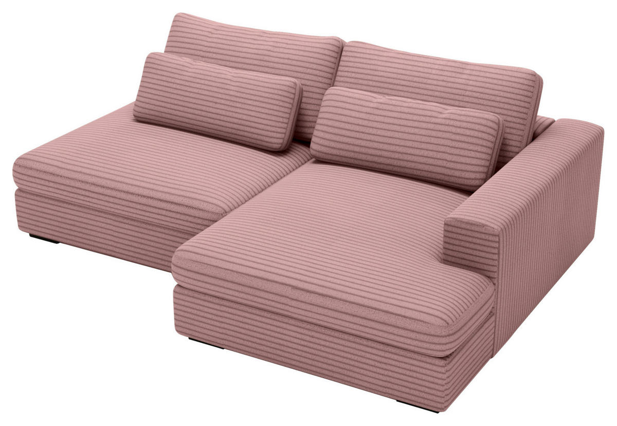 ECKSOFA in Cord Rosa  - Schwarz/Rosa, Design, Kunststoff/Textil (223/158cm) - Lomoco