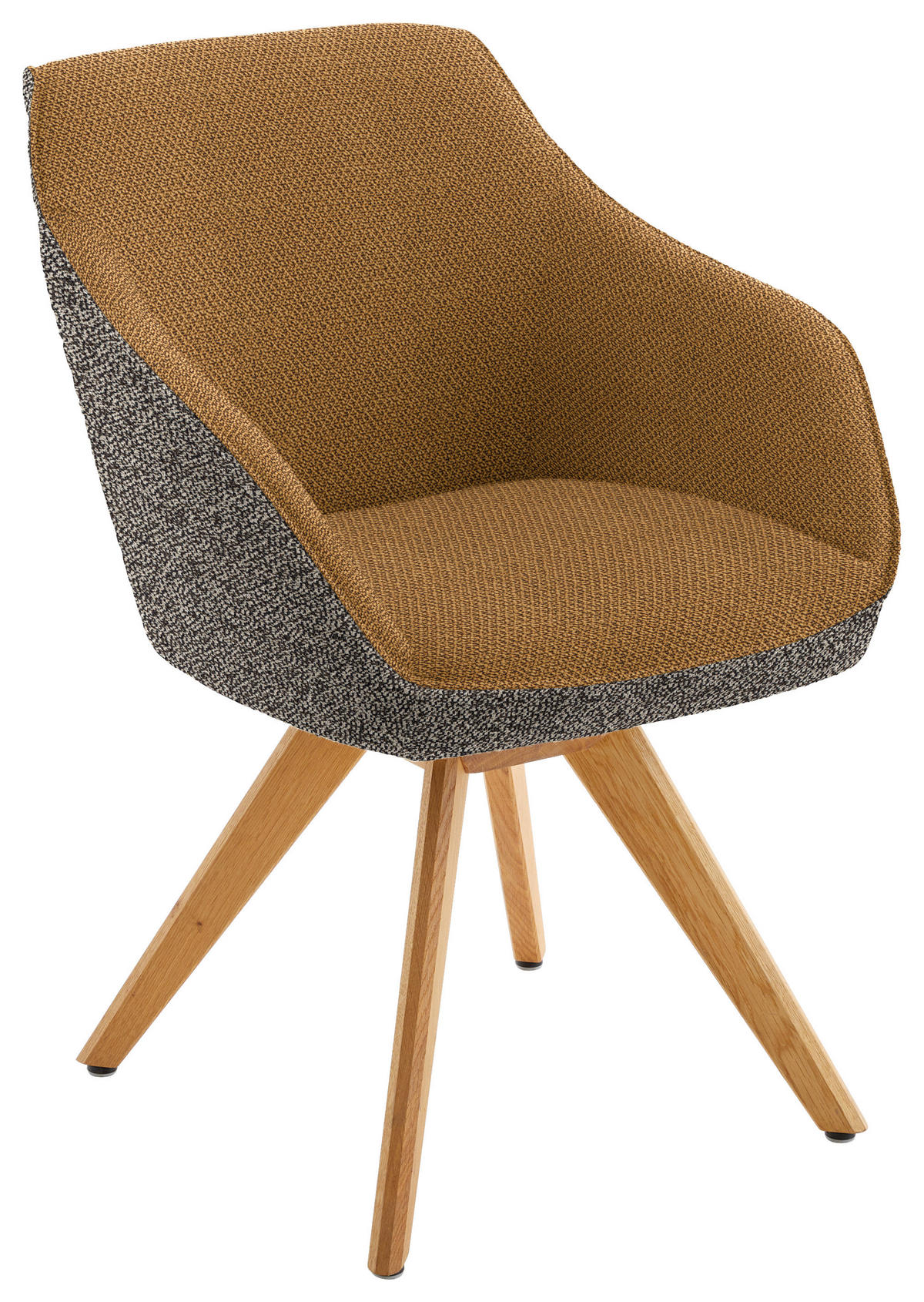 ARMLEHNSTUHL Flachgewebe  - Currygelb/Eichefarben, Design, Holz/Textil (60/84/68cm) - Koinor