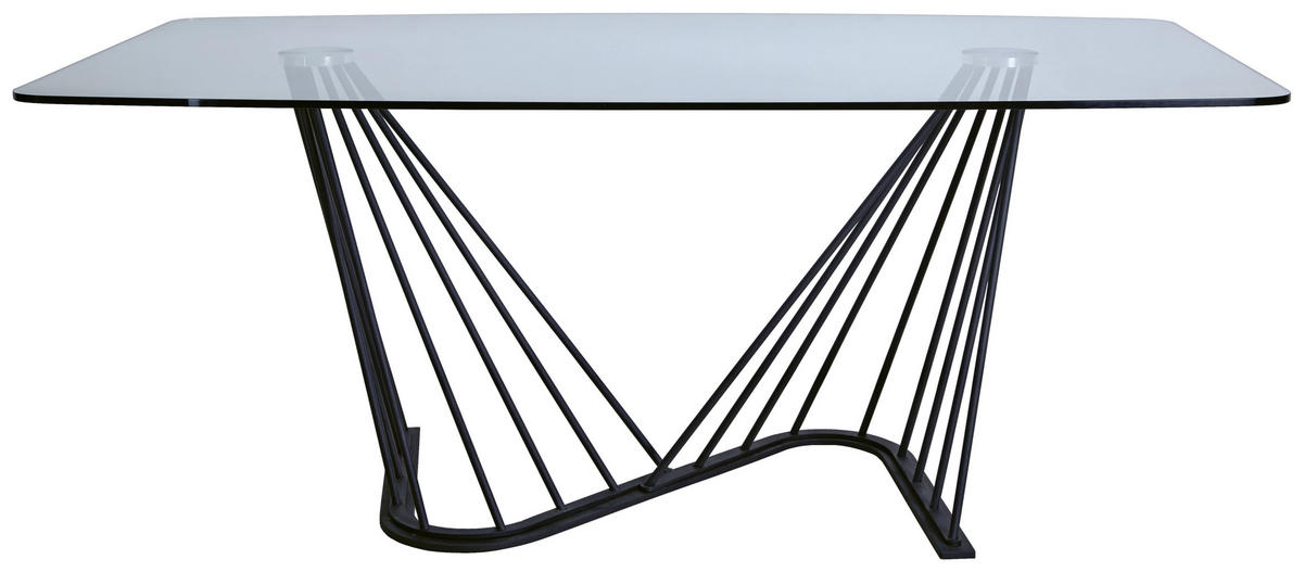 JEDÁLENSKÝ STÔL, číra, 180/100/76 cm - číra/čierna, Design, kov/sklo (180/100/76cm) - Voleo