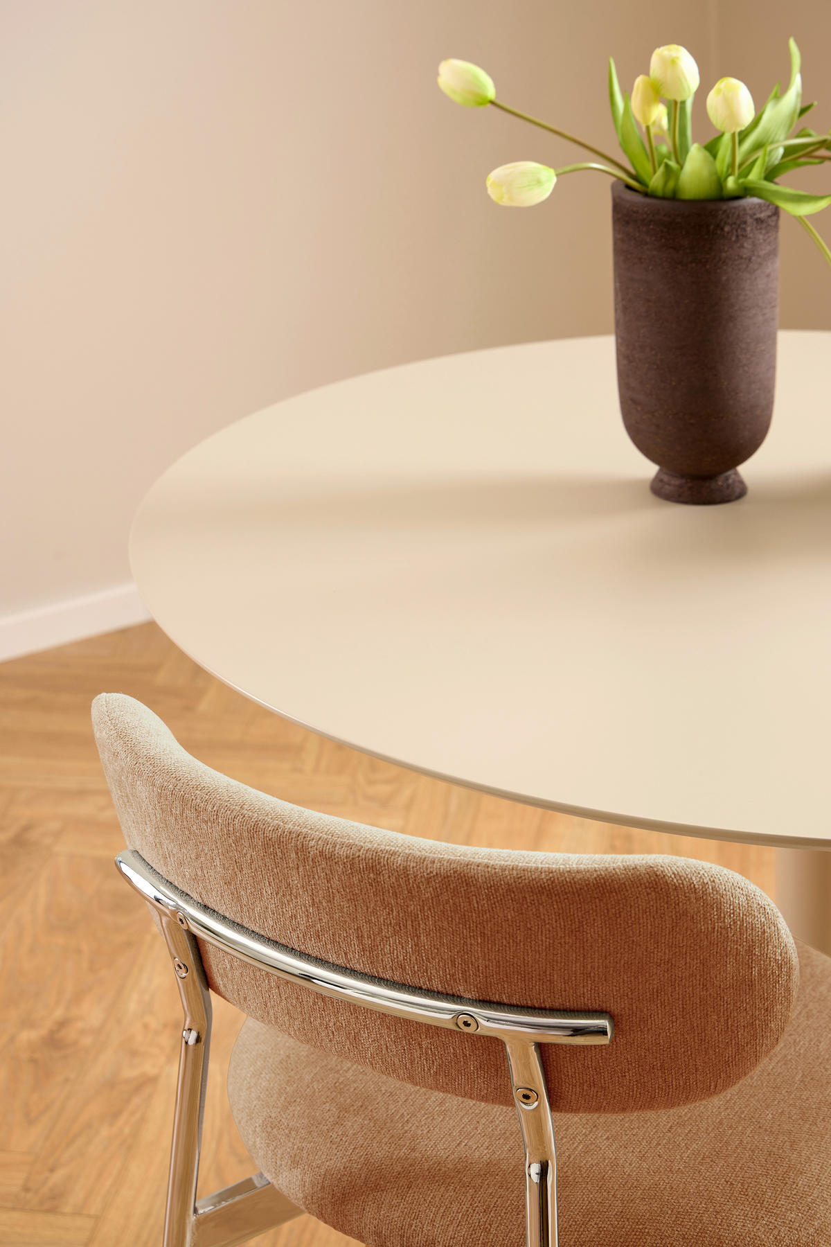 STUHL   Flachgewebe  - Silberfarben/Terracotta, MODERN, Textil/Metall (47/79/53,5cm) - MID.YOU