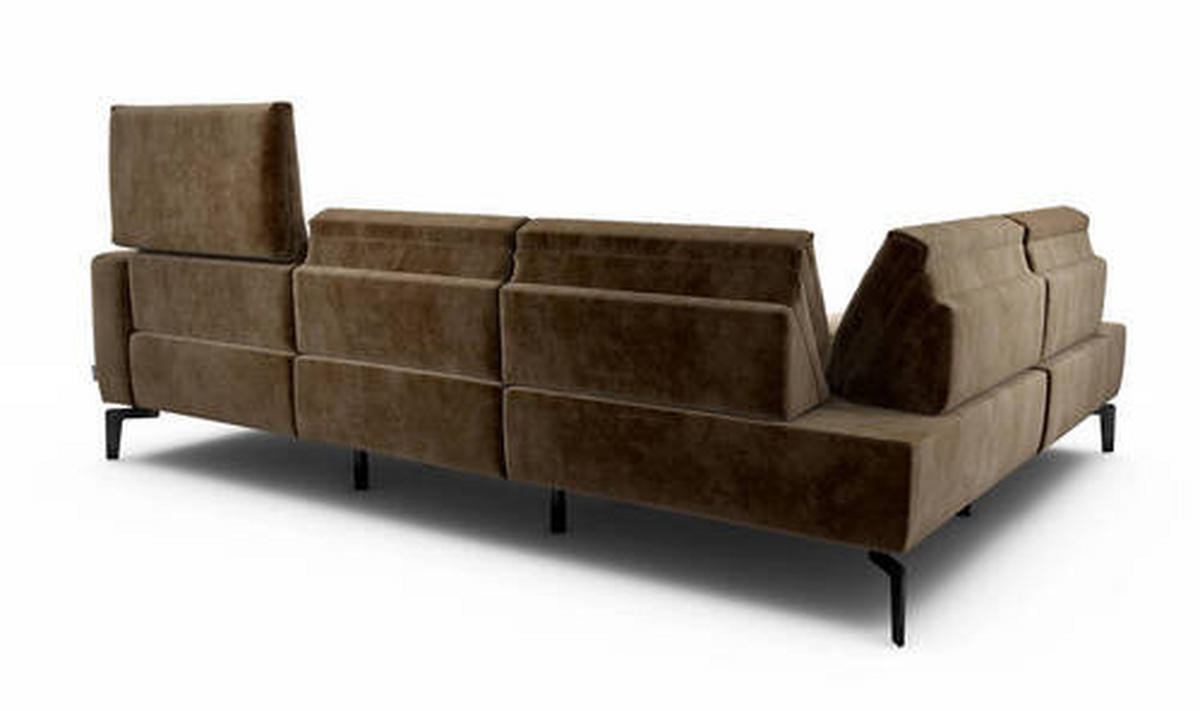 ECKSOFA in Samt Braun  193/256 cm  - Schwarz/Braun, Design, Textil/Metall (193/256cm) - SENSOO