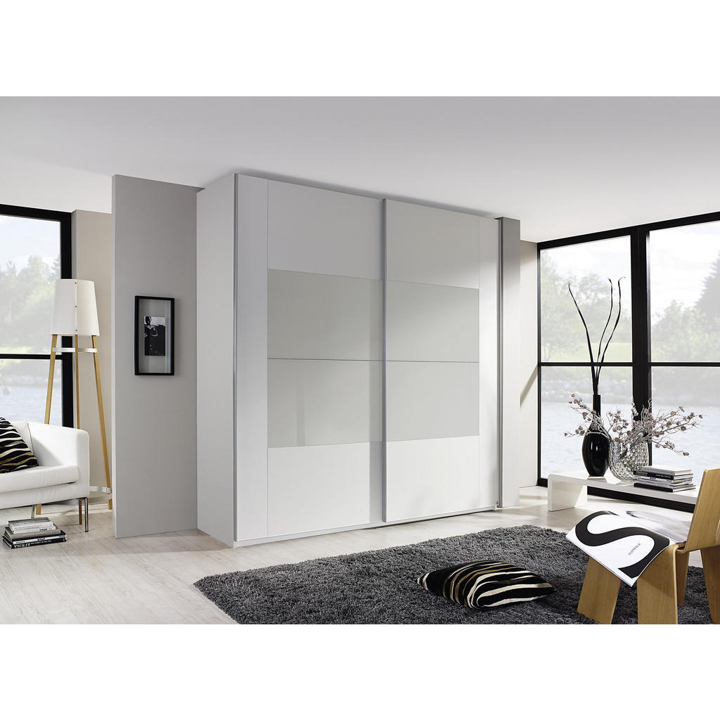 Thumbnail - Xora Schwebetürenschrank, Weiß, Hellgrau, Holzwerkstoff, 4 Fächer, 181x223x68 cm, Blauer Engel, Goldenes M, Made in Germ...