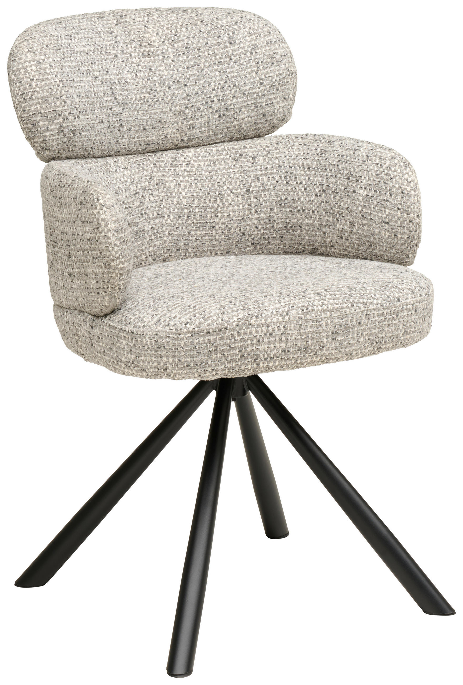 ARMLEHNSTUHL  Sitzfläche 360° drehbar Webstoff  - Hellgrau/Schwarz, MODERN, Textil/Metall (60/84/64cm) - MID.YOU