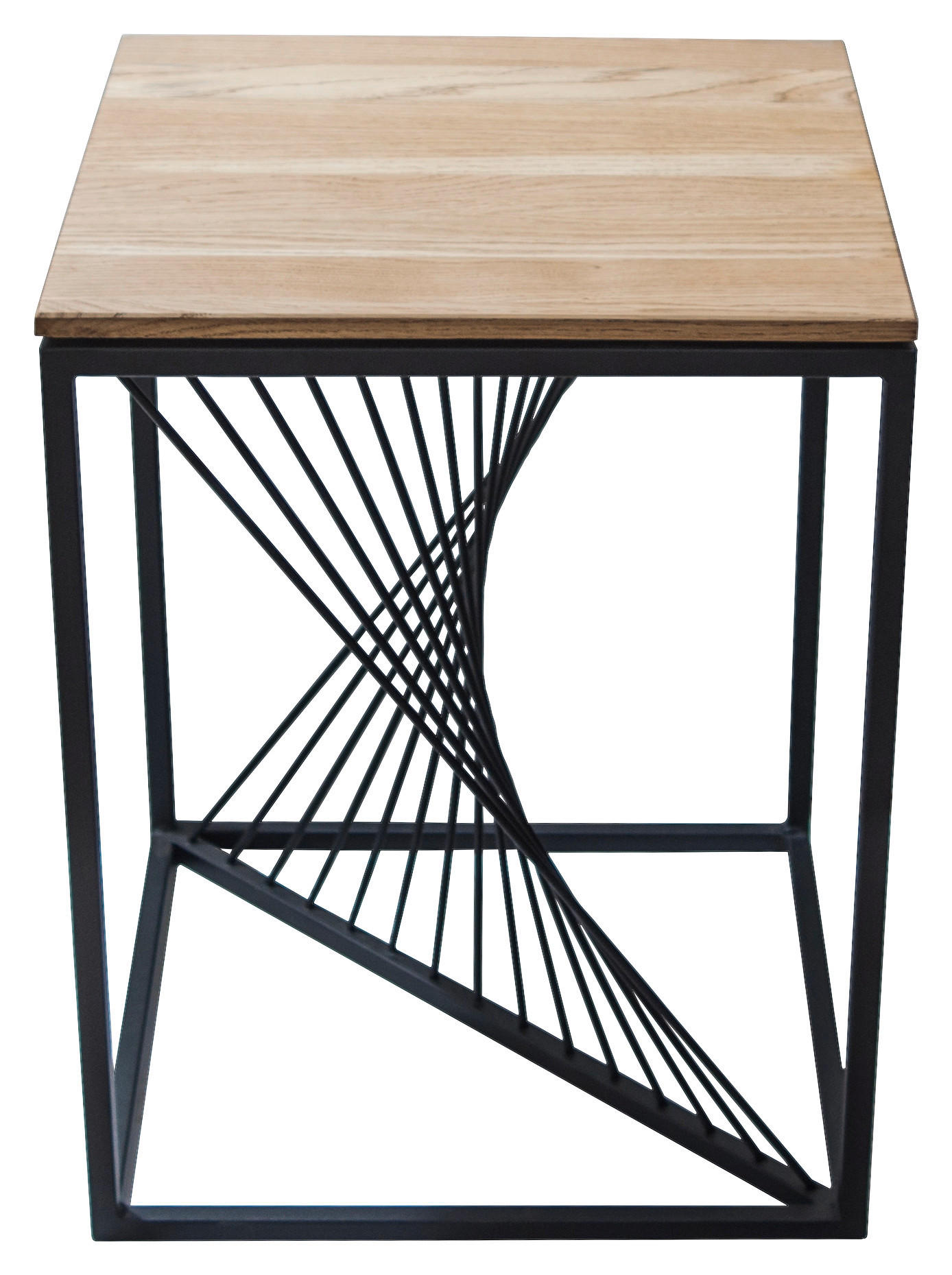 BEISTELLTISCH 40/40/50 cm Wildeiche massiv Schwarz, Wildeiche quadratisch  - Wildeiche/Schwarz, Trend, Holz/Metall (40/40/50cm) - Boxxx