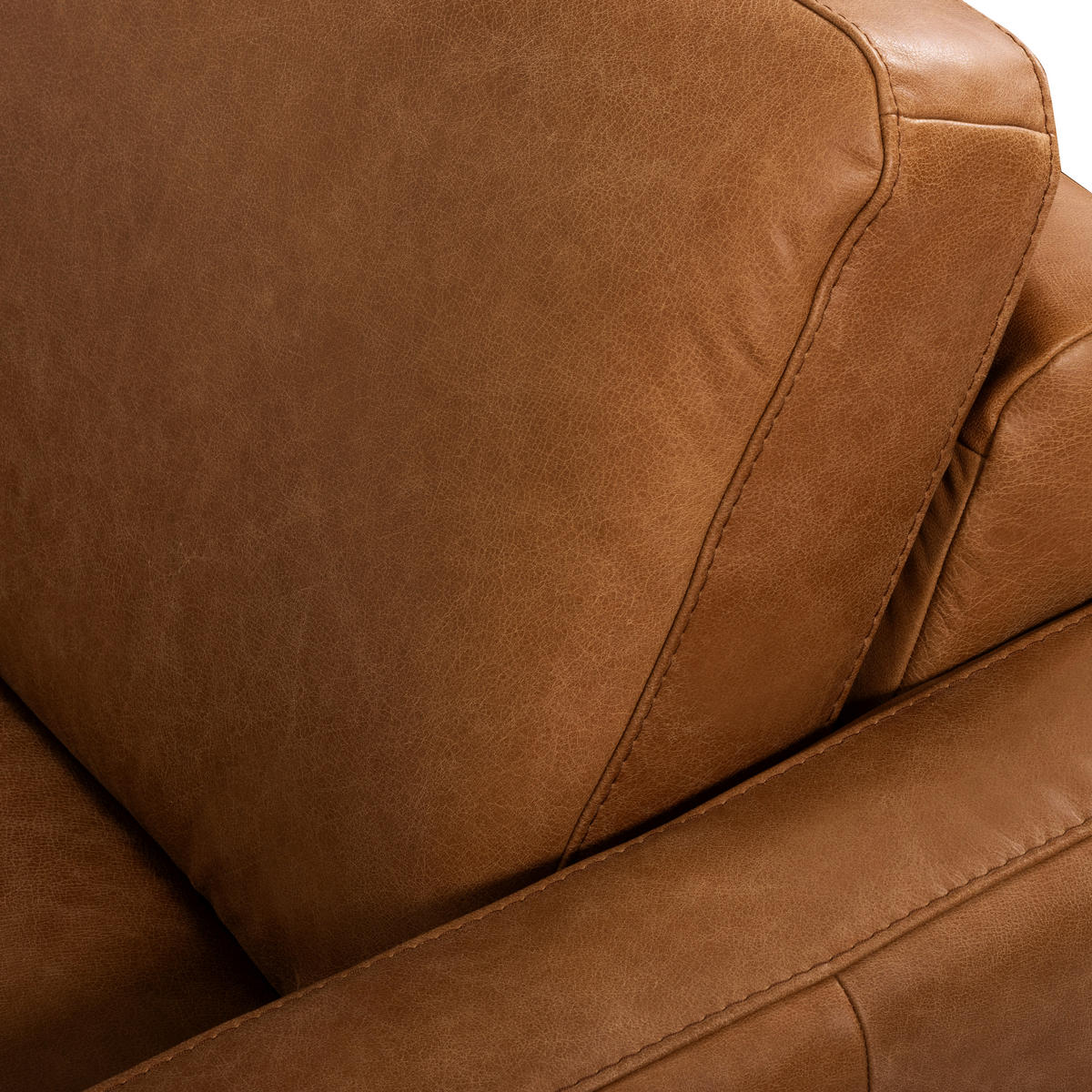 3,5-SITZER SPRING Echtleder Cognac  - Cognac/Schwarzchrom, Design, Leder/Metall (207/85/92cm) - Livetastic