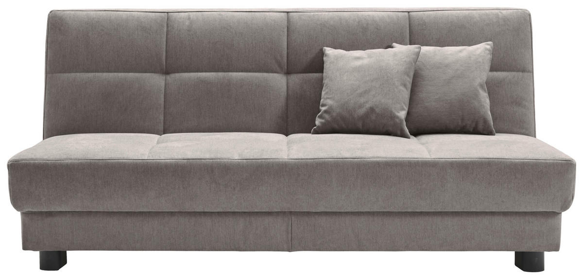 SCHLAFSOFA Mikrovelours Greige  - Greige/Schwarz, KONVENTIONELL, Textil/Metall (185/85/100cm) - Carryhome