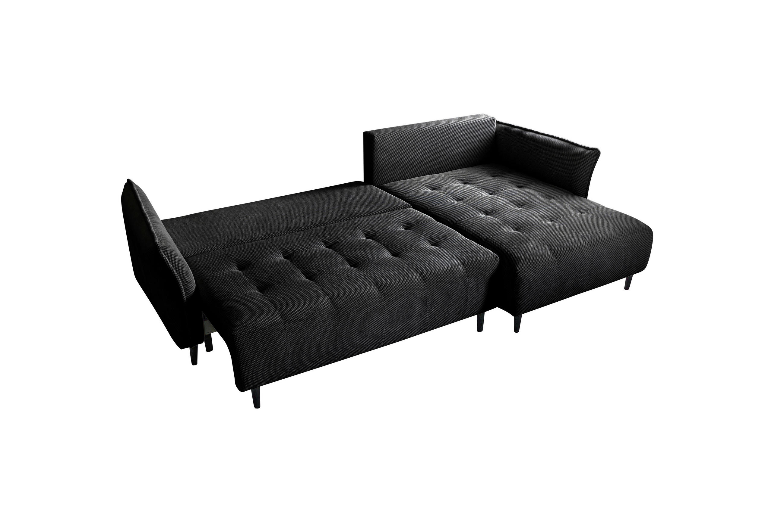 ECKSOFA MONTE CARLO Schwarz Struktur, Plüsch  - Schwarz, Trend, Textil (290/160cm) - MID.YOU