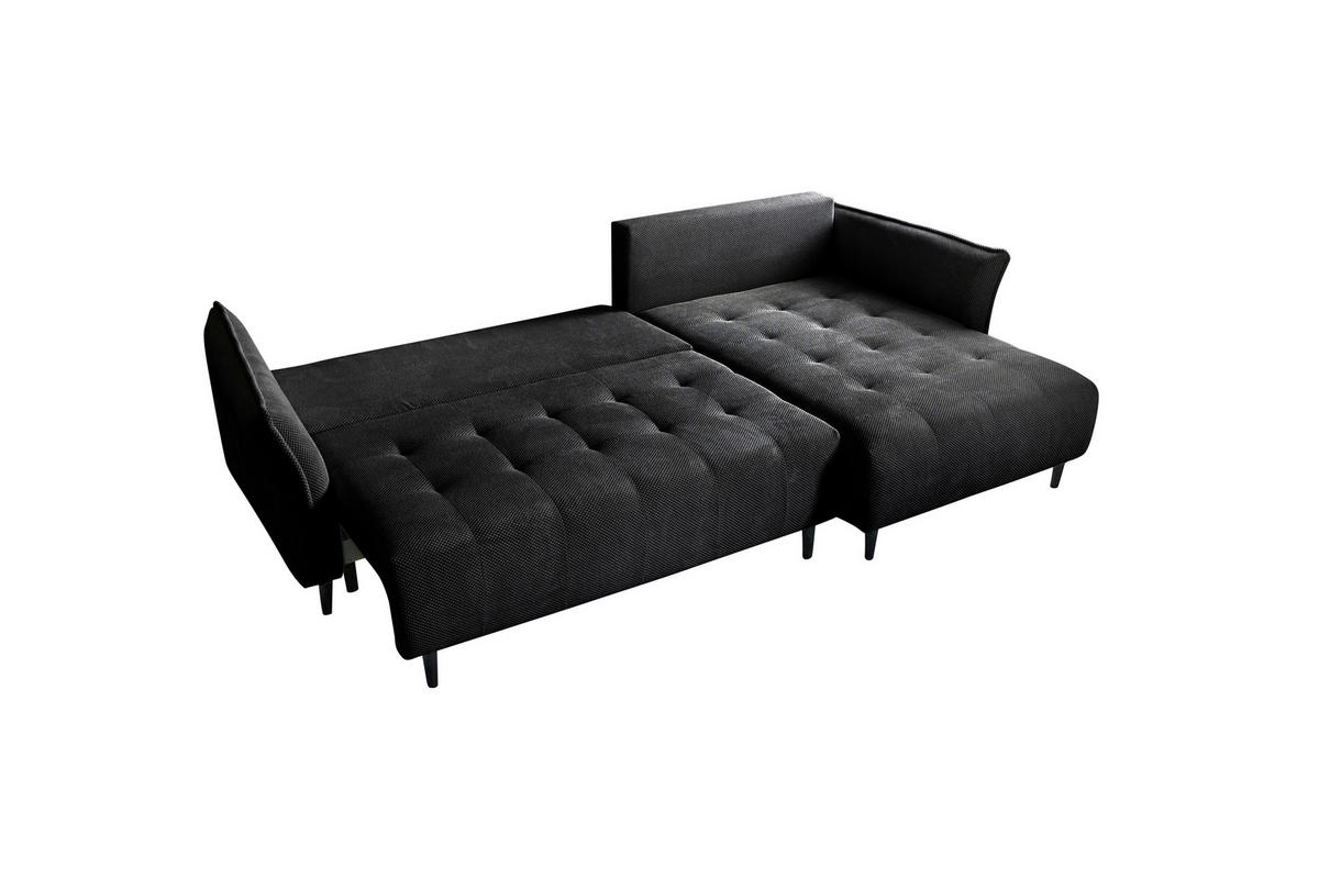 ECKSOFA MONTE CARLO Schwarz Struktur, Plüsch  - Schwarz, Trend, Textil (290/160cm) - MID.YOU