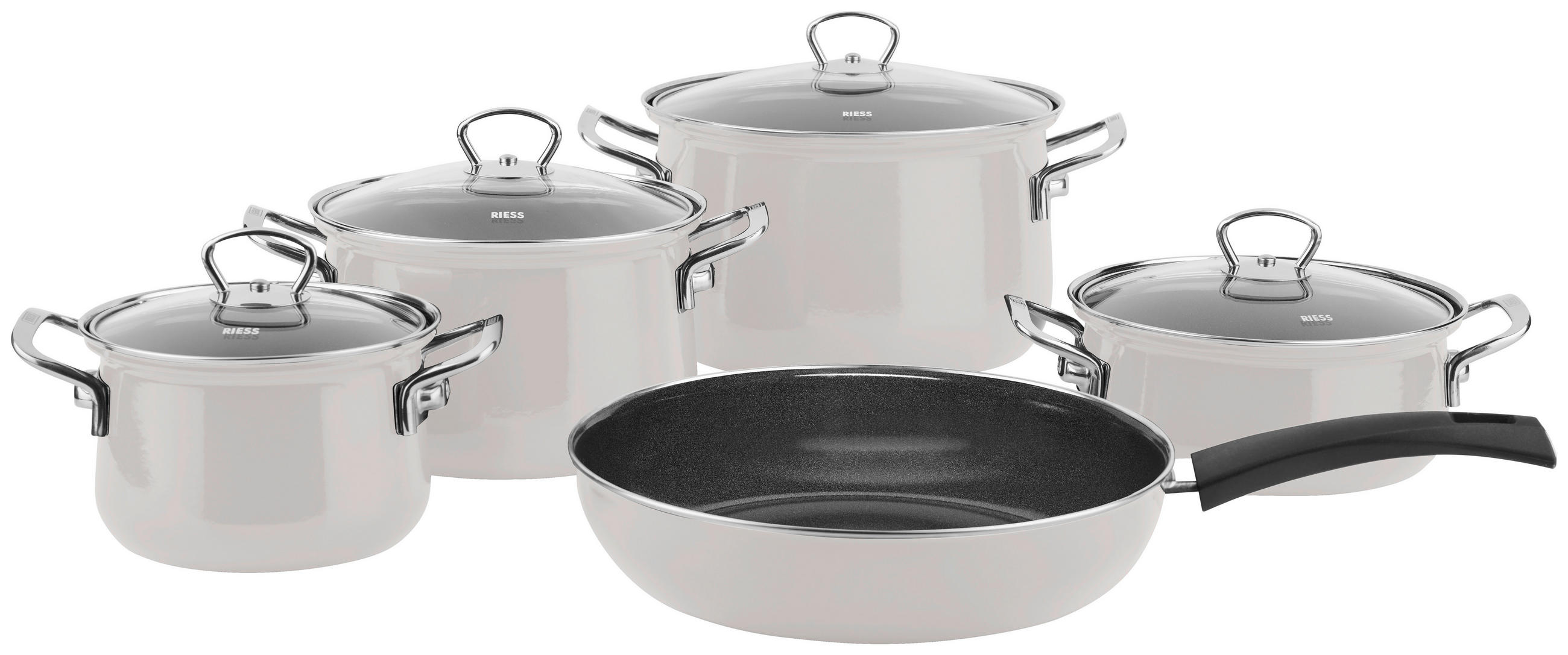 KOCHTOPFSET Teal 5-teilig  - Klar/Hellgrau, LIFESTYLE, Glas/Metall (50/30/40cm) - Riess